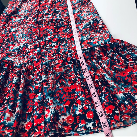 REISS Vali Ditsy Floral Print Dress Drop Waist Ruffle Hem Detail Sleeveless Sz 8 - Picture 14 of 15